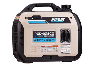 Pulsar PGD40ISCO 4000W Super Quiet Inverter Gasoline Powered Generator with Recoil Start and CO Shutdown - PowerGen USA