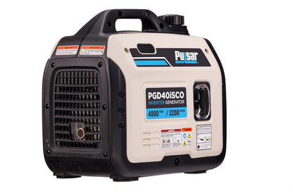 Pulsar PGD40ISCO 4000W Super Quiet Inverter Gasoline Powered Generator with Recoil Start and CO Shutdown - PowerGen USA