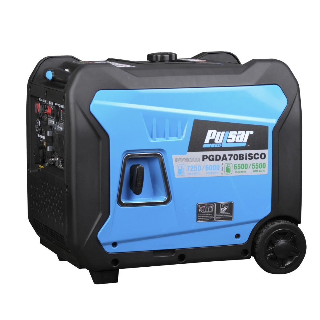 Pulsar PGDA70BISCO 7,250-Watt Super Quiet Dual-Fuel Inverter Generator with CO Alert and Remote Start - PowerGen USA