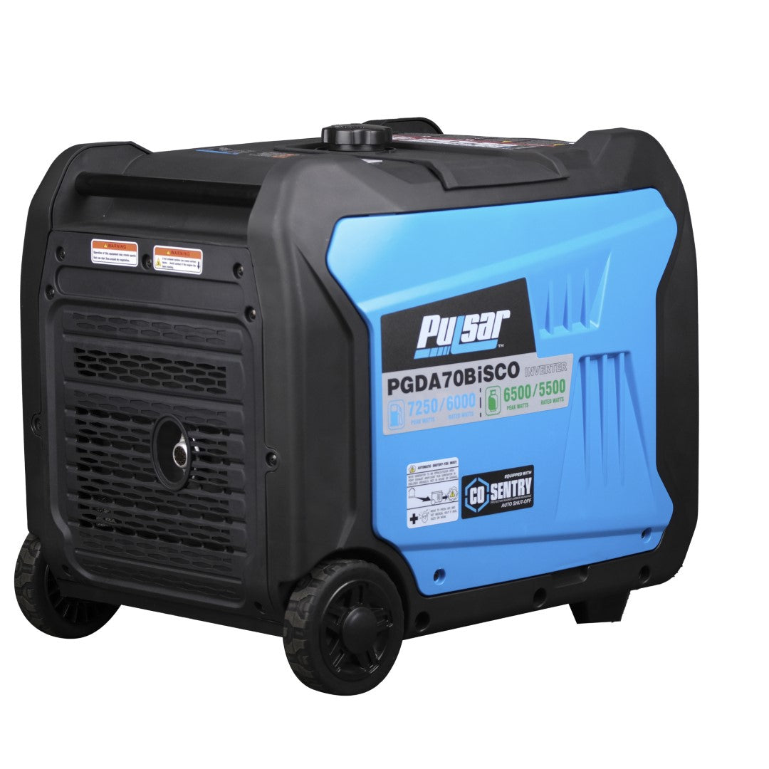 Pulsar PGDA70BISCO 7,250-Watt Super Quiet Dual-Fuel Inverter Generator with CO Alert and Remote Start - PowerGen USA