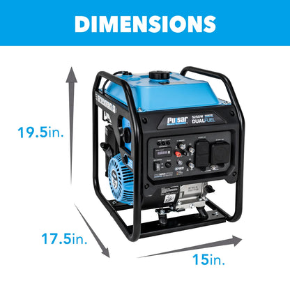 Pulsar PGX5250BiXCO 5250W Dual Fuel Open Frame Inverter Generator with CO Sentry