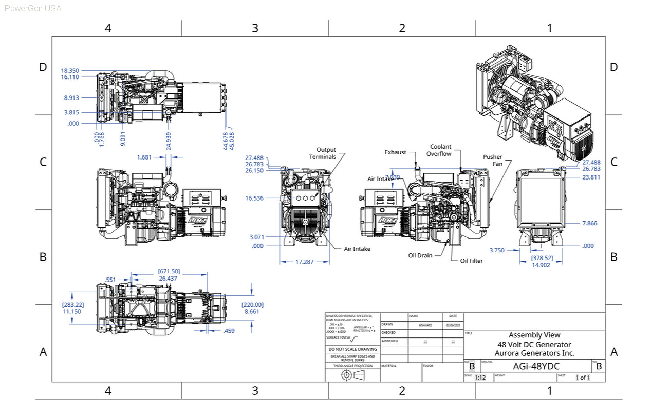 Diesel Generator - Aurora Generators 8kW 48 Volt DC Generator/Open