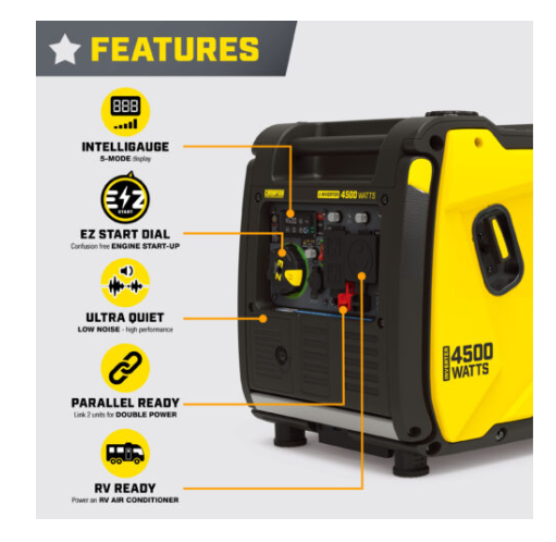 Champion 201324  Champion 4500 Watt Inverter w/REMOTE Electric Start w/ParaLINK - PowerGen USA