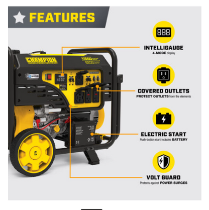 Champion 201494 9200W Electric Start Generator with CO Shield® - PowerGen USA