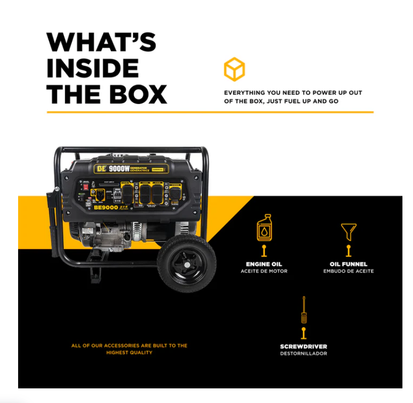 BE Power Equipment 9000 Watt Electric Start Generator - PowerGen USA