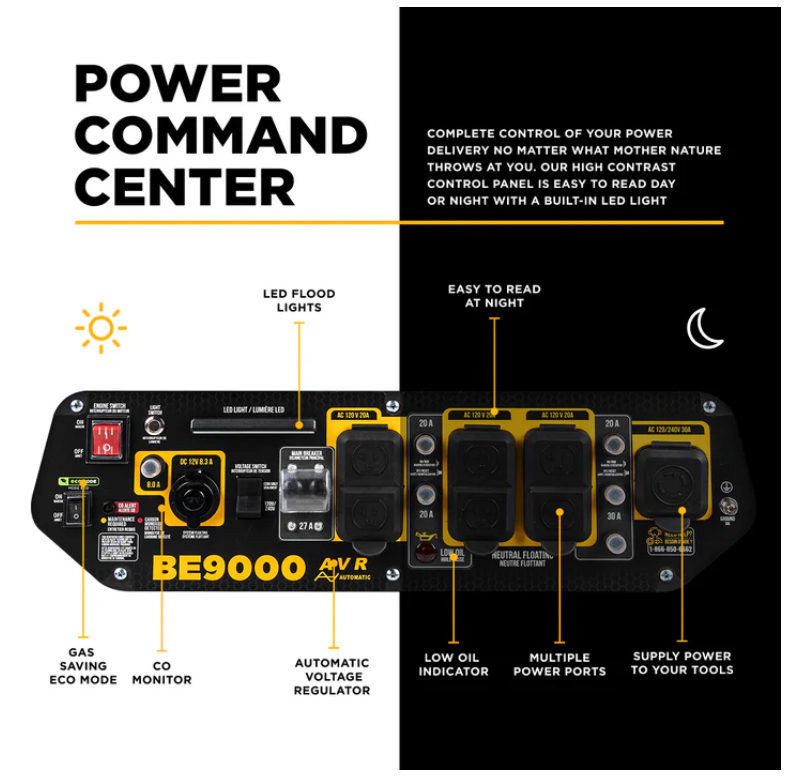 BE Power Equipment 9000 Watt Electric Start Generator - PowerGen USA