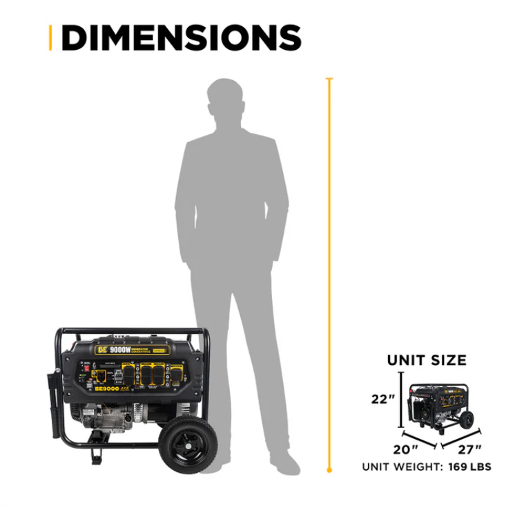 BE Power Equipment 9000 Watt Electric Start Generator - PowerGen USA