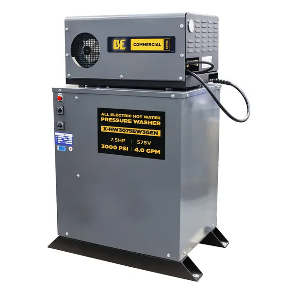 BE Power Equipment 3,000 PSI - 4.0 GPM Hot Water Pressure Washer with 7.5HP Motor and General Triplex Pump - PowerGen USA