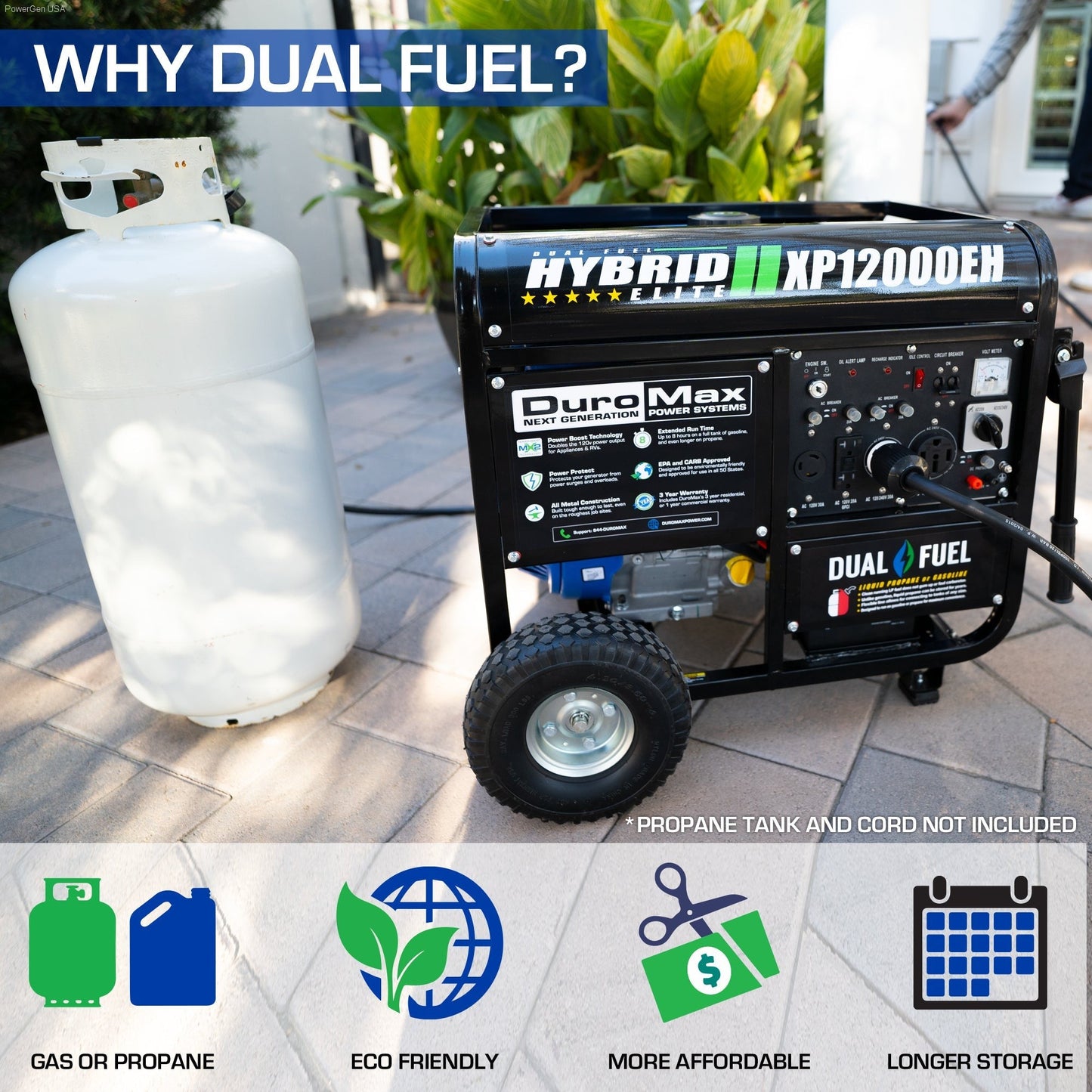 Dual Fuel Hybrid - DuroMax XP12000EH 12,000 Watt Dual Fuel Portable Home Power Backup Generator
