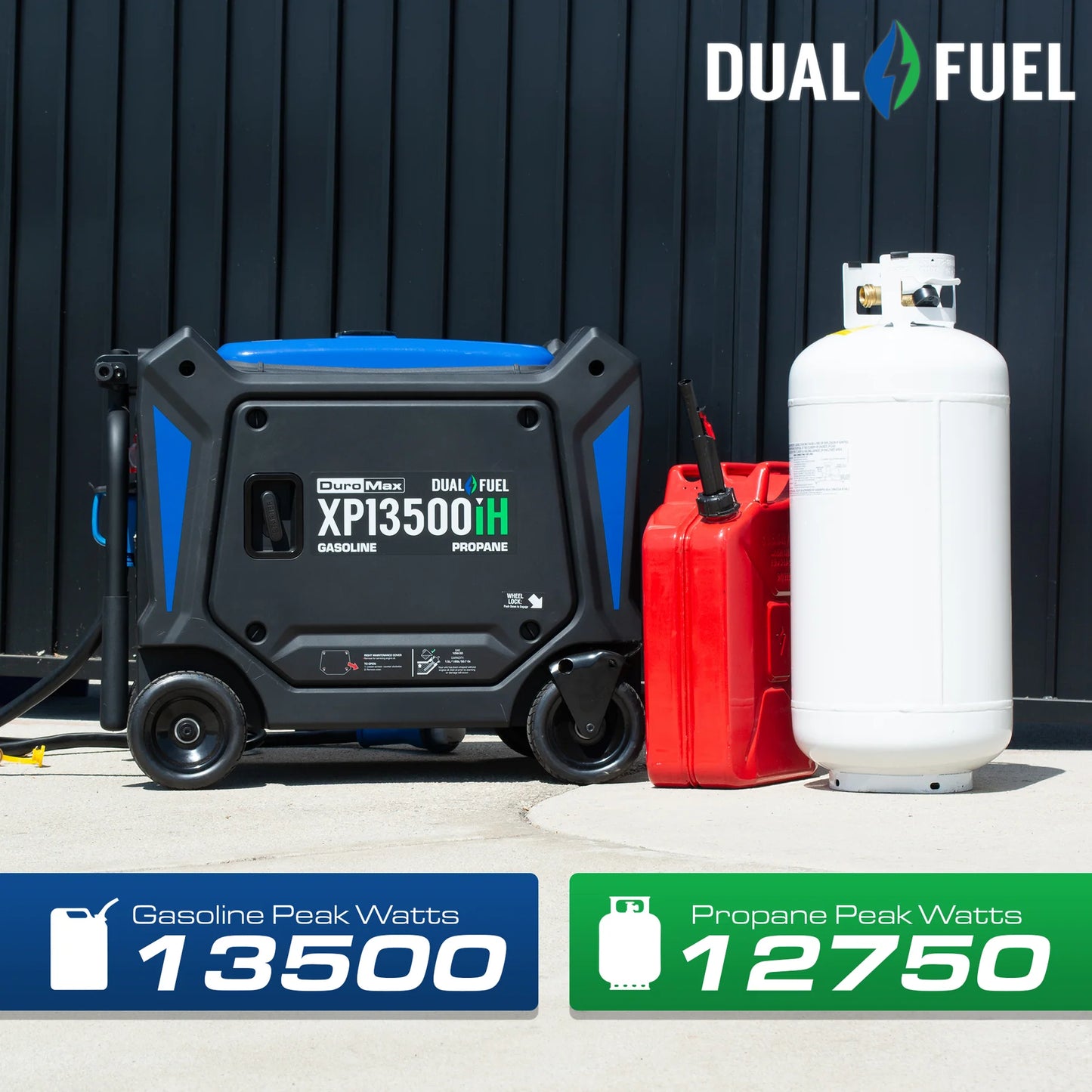 DuroMax XP13500iH 13,500 Watt Portable Dual Fuel Inverter Generator - Quiet, Low THD
