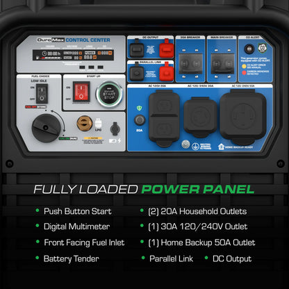 DuroMax XP13500iH 13,500 Watt Portable Dual Fuel Inverter Generator - Quiet, Low THD