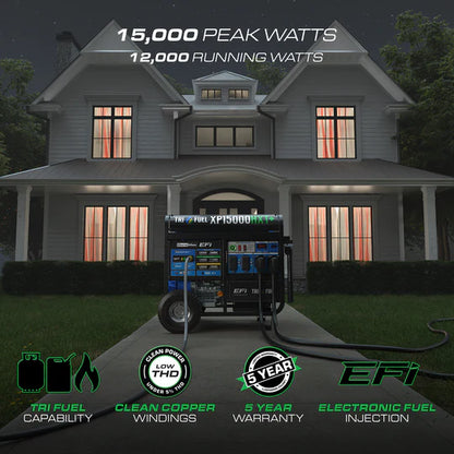 DuroMax XP15000HXT+ 15,000-Watt/12,000-Watt 500cc Electric Start TriFuel EFI Portable Generator - PowerGen USA