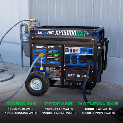 DuroMax XP15000HXT+ 15,000-Watt/12,000-Watt 500cc Electric Start TriFuel EFI Portable Generator - PowerGen USA