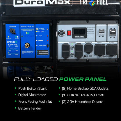 DuroMax XP15500HXT 15,500 Watt Tri Fuel Portable HXT Generator w/ CO Alert - PowerGen USA
