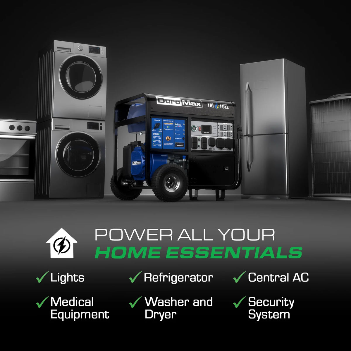 DuroMax XP15500HXT 15,500 Watt Tri Fuel Portable HXT Generator w/ CO Alert - PowerGen USA