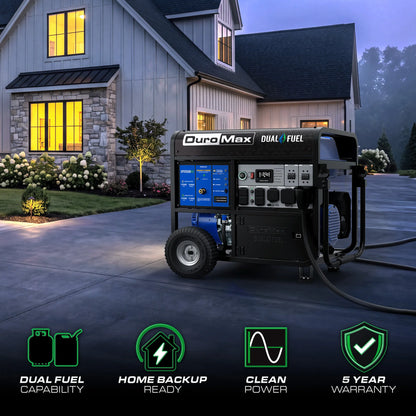 DuroMax XP15500HX 15,500 Watt Dual Fuel Portable HX Generator w/ CO Alert - PowerGen USA