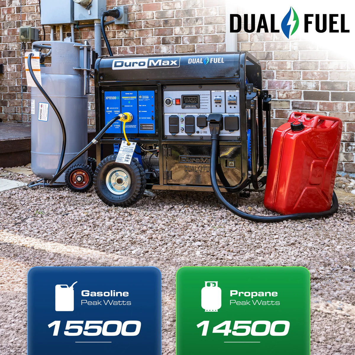 DuroMax XP15500HX 15,500 Watt Dual Fuel Portable HX Generator w/ CO Alert - PowerGen USA