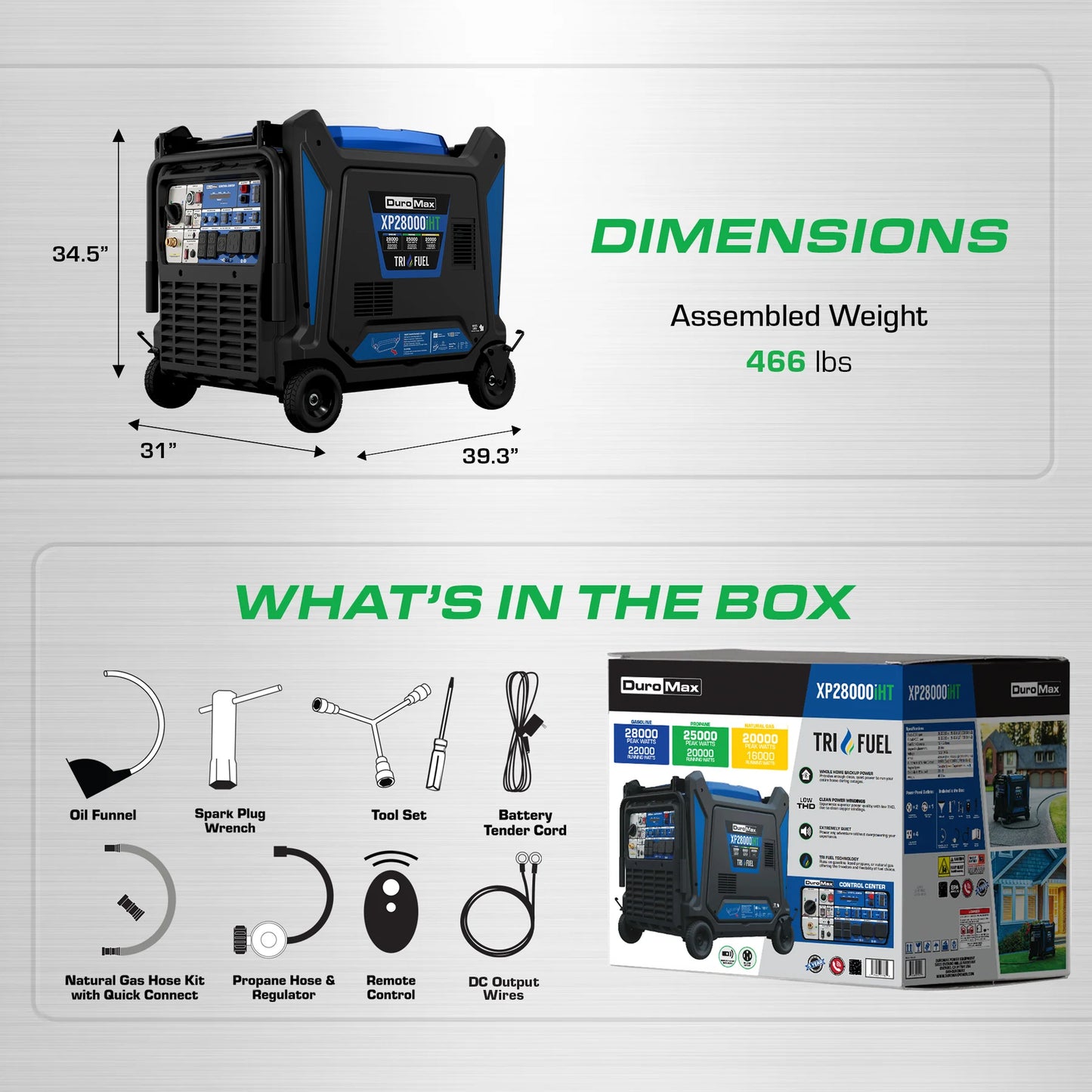 DuroMax 28,000 Watt Tri Fuel Portable Inverter Generator w/ CO Alert