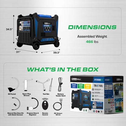 DuroMax 28,000 Watt Tri Fuel Portable Inverter Generator w/ CO Alert
