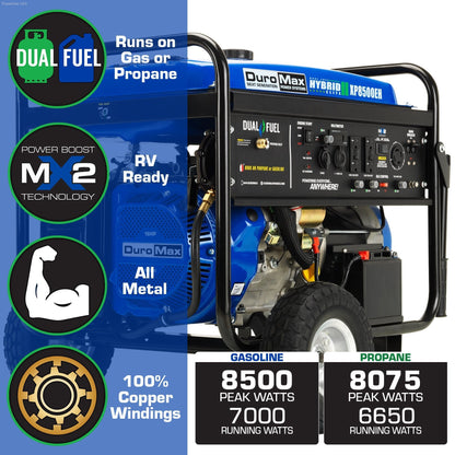 Dual Fuel Hybrid - DuroMax XP8500EH 8,500 Watt Dual Fuel Portable Generator