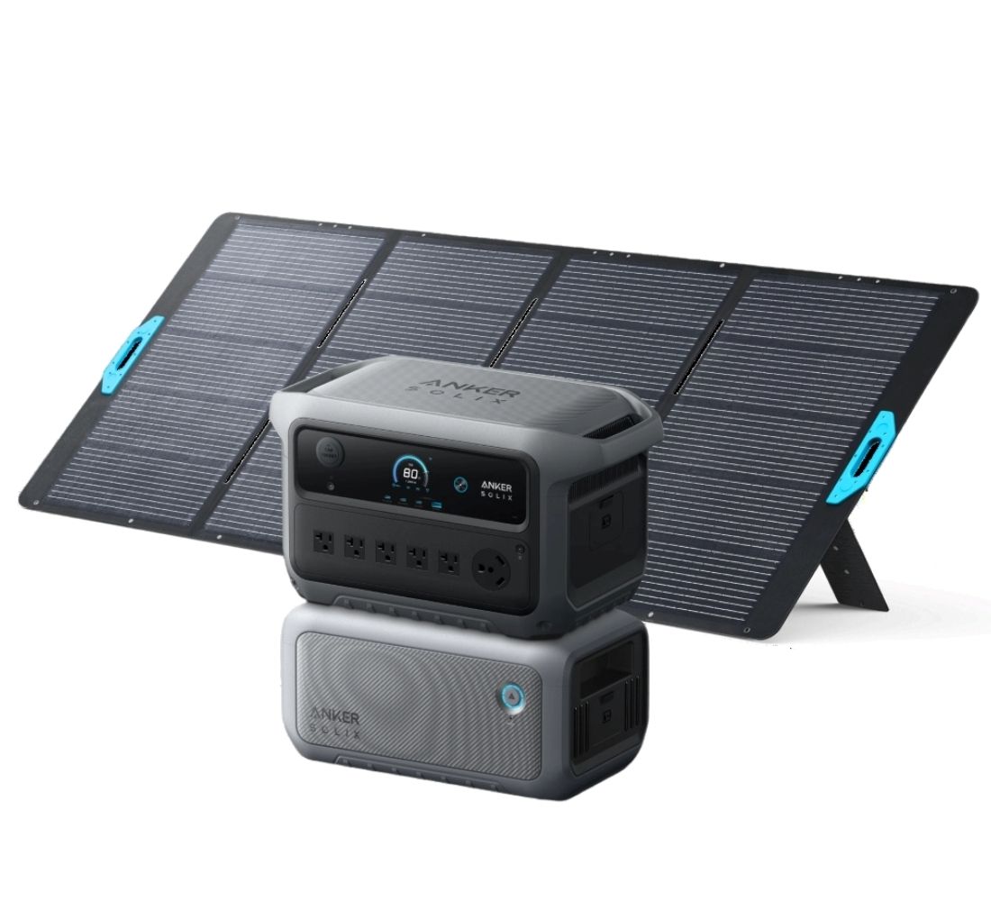 Anker SOLIX C2000 Gen 2 Portable Power Station with Expansion Battery and 400W Foldable Solar Panel