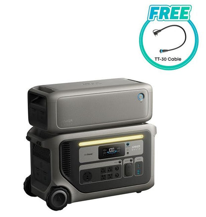 Anker SOLIX F3000 Portable Power Station with BP3000 Expansion Battery - 6144 Watt Hours - Includes FREE TT-30 Cable