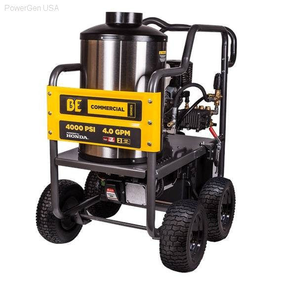Pressure Washers - BE Power Equipment Commercial Series 4000 Psi 4 GPM 389cc Honda GX390 Engine Gas Hot Water Pressure Washer