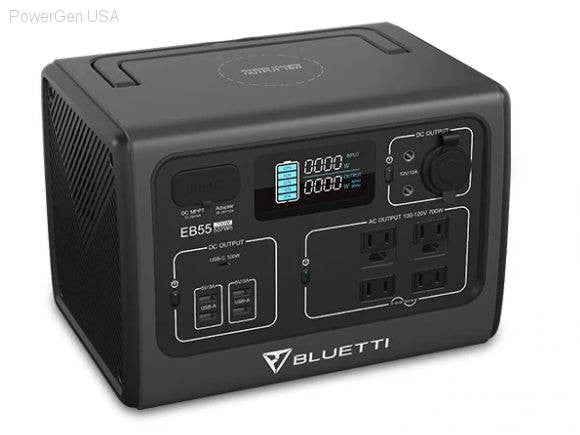 Solar & Battery Powered - BLUETTI EB55 PORTABLE POWER STATION | 700W 537WH