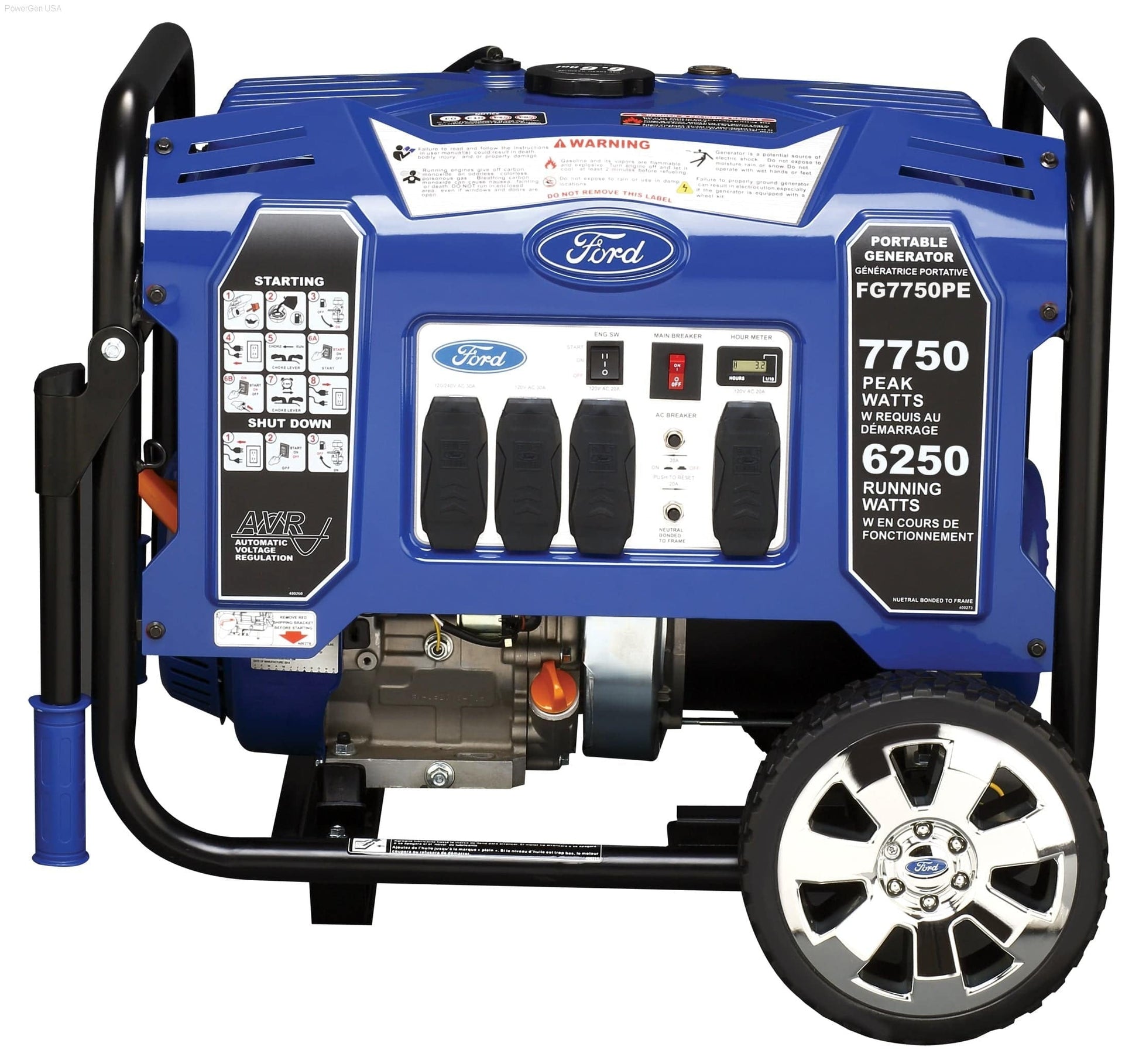 Gas Generators - Ford-FG7750PE 7750W Portable Gas Powered Generator With Electric Start
