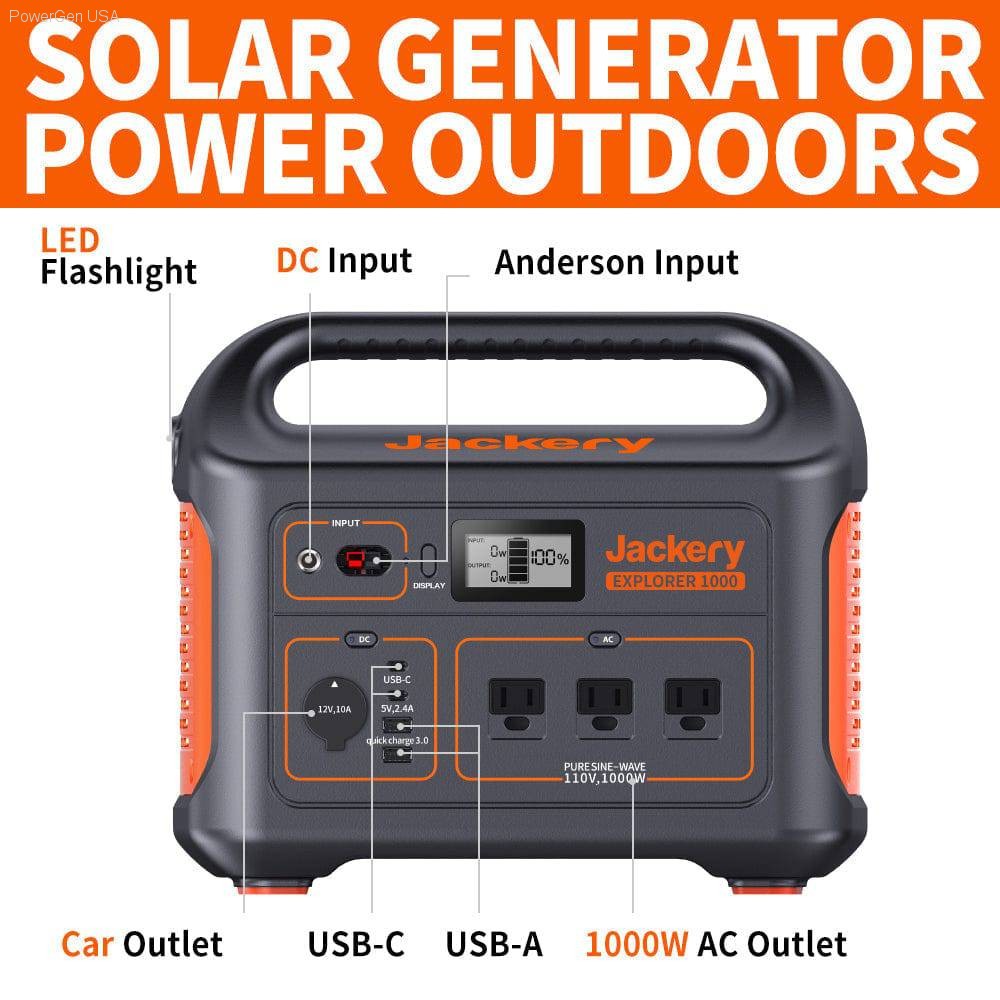 Solar & Battery Powered - Jackery Explorer 1000 Outdoor Portable Power Station Solar Battery Generator With AC Outlets