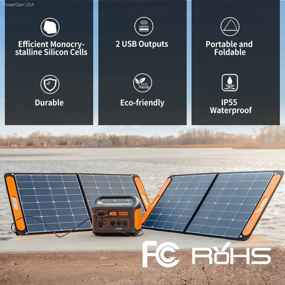 Solar & Battery Powered - Jackery SolarSaga 100-Watt Foldable Solar Panel For Explorer Series Portable Power Station Battery Generators