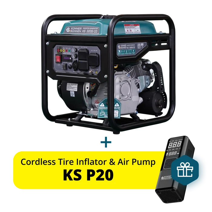 Könner & Söhnen 3200W Portable Inverter Generator | Gasoline, Pure Sine Wave, CO Sensor | KS 3200i CO - PowerGen USA