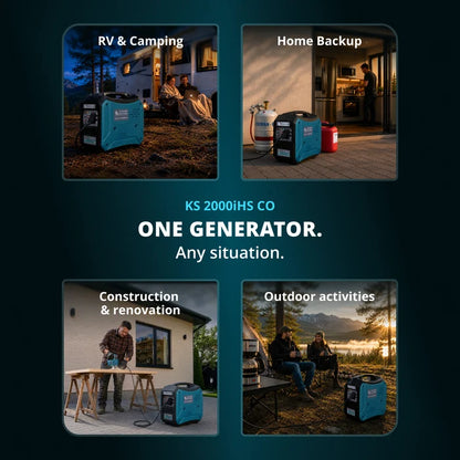 Könner & Söhnen 2000W Portable Dual Fuel Inverter Generator | Gasoline & Propane, Super Quiet 57 dB | KS 2000iH S CO - PowerGen USA
