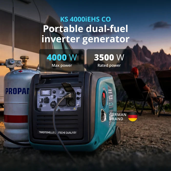 Könner & Söhnen 4000W Dual Fuel Inverter Generator | LPG/Gasoline, Electric Start, CO Sensor | KS 4000iEHS CO - PowerGen USA