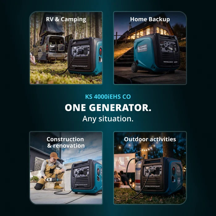 Könner & Söhnen 4000W Dual Fuel Inverter Generator | LPG/Gasoline, Electric Start, CO Sensor | KS 4000iEHS CO - PowerGen USA
