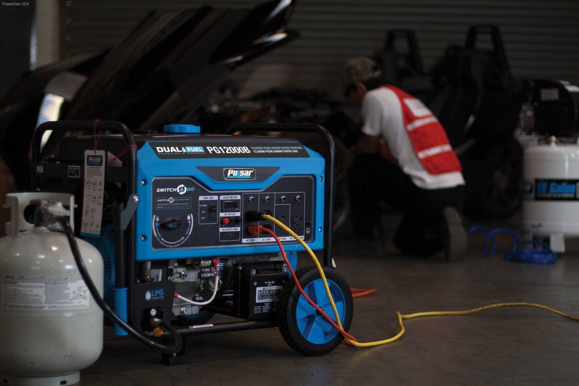 Dual Fuel Hybrid - Pulsar PG12000B-12,000W Dual Fuel Portable Generator With Electric Start And Switch & Go Technology