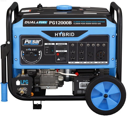 Dual Fuel Hybrid - Pulsar PG12000B-12,000W Dual Fuel Portable Generator With Electric Start And Switch & Go Technology