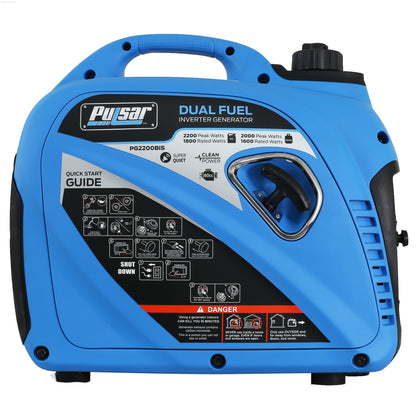 Dual Fuel Hybrid - Pulsar PG2200BiS-DUAL-Fuel Inverter 2200W Generator RATED 1800W, Carb Approved